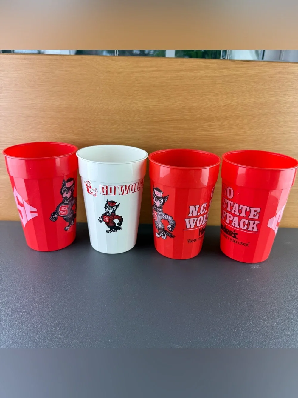 VTG 80s NC State Wolfpack Bundle Lot of 4 Plastic Drink Beverage Stadium Cups